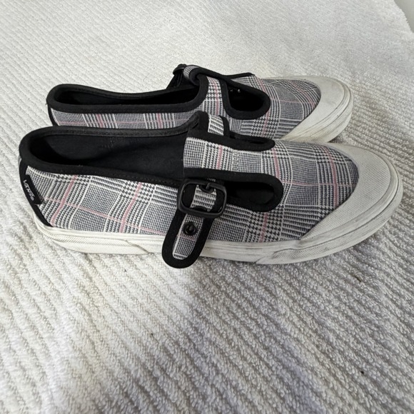 Vans Shoes - Vans Womens Sz 8.5 Shoes Style 93 Plaid Canvas Mary Janes Sneakers Pink Black